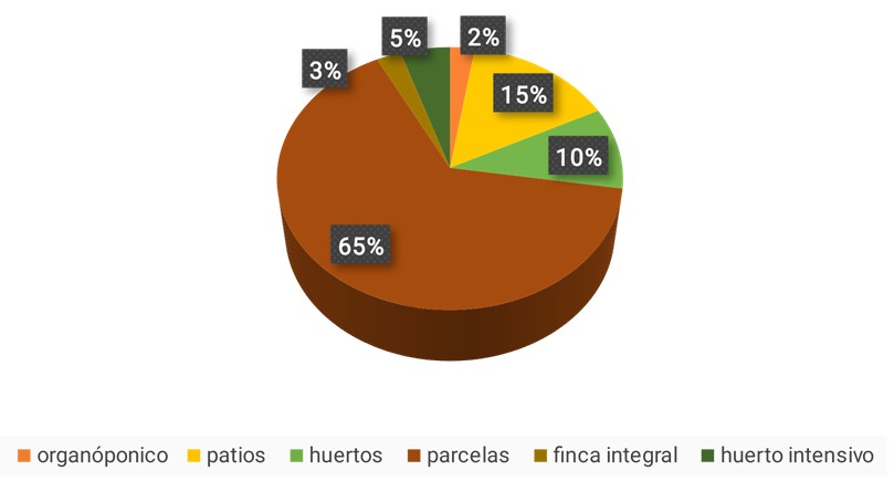 Formas productivas presentes en los espacios de AUSUByF de Zaragoza, San José de las Lajas, Mayabeque