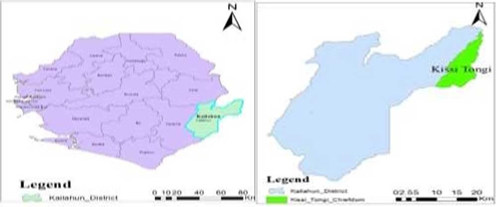 Mapa de Sierra Leona con el distrito de Kailahun y la zona de estudio