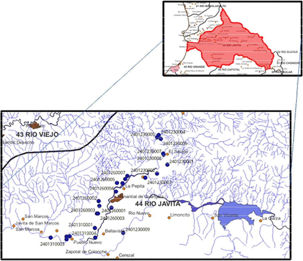 Ubicación de la cuenca del río Javita, área de interés del proyecto. Fuente: Elaborada por los autores